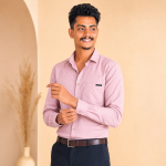 JURRICK Men’s Light Pink Textured Tailor-Fit Formal Shirt