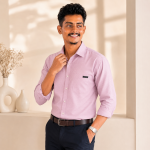JURRICK Men’s Light Pink Textured Tailor-Fit Formal Shirt
